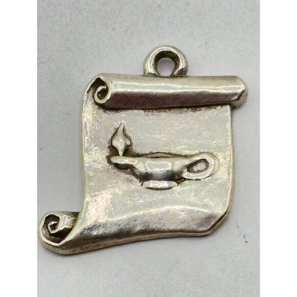 James Avery Sterling Silver 925 Retired Honor Roll Scroll Lamp Charm - Picture 1 of 5